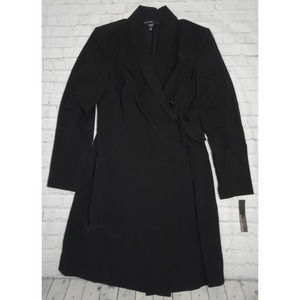 Maggy London Women's Sz 12 Black Long Sleeve Wrap Dress NWT